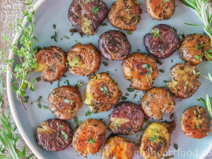 Image for Skillet Potatoes Recipe {smashed baby potatoes}