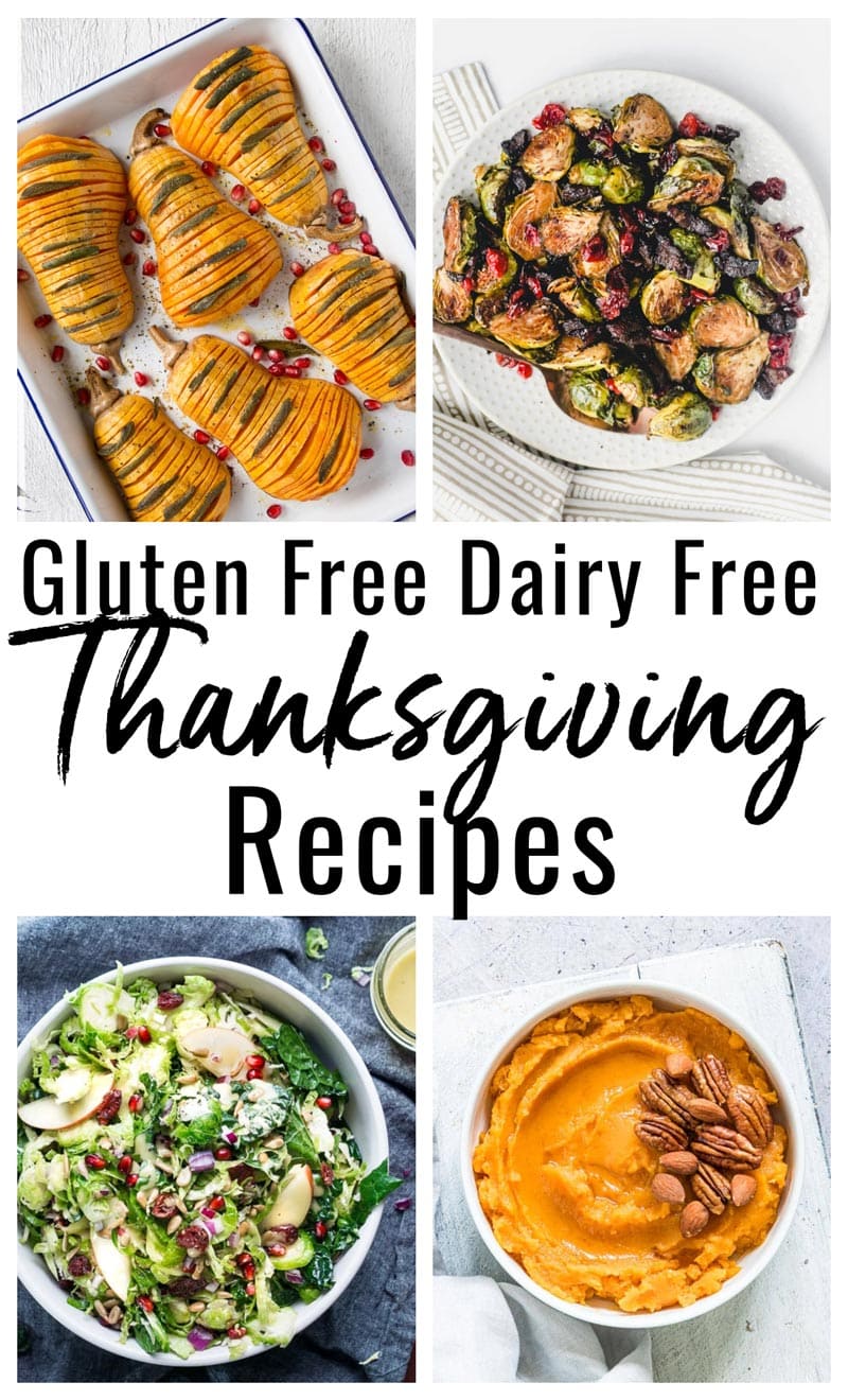 photo collage of gluten free dairy free thanksgiving recipes
