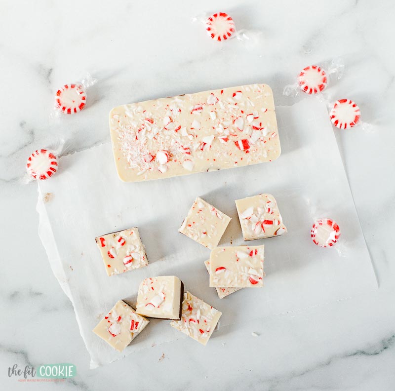 vegan candy bark made with peppermint