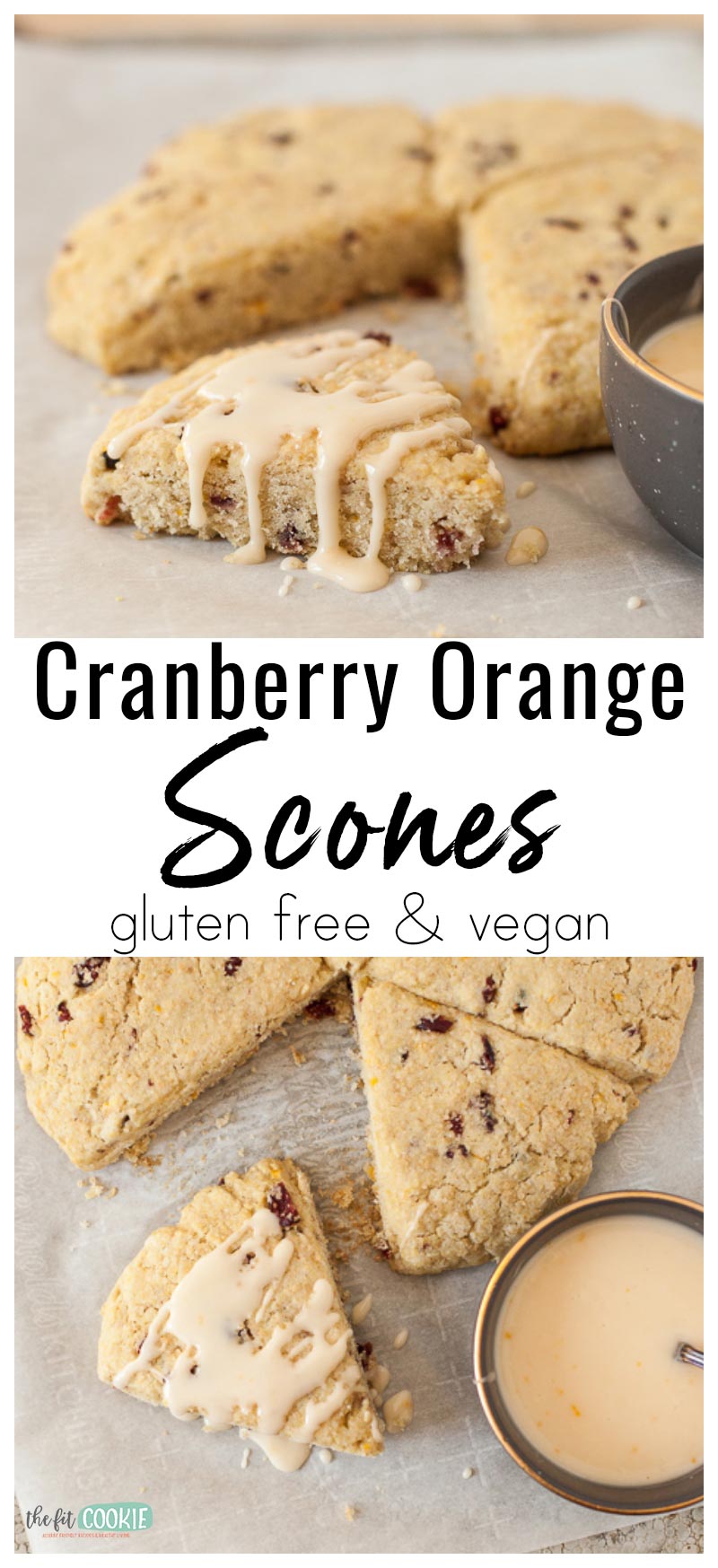 image collage of gluten free and vegan cranberry orange scones
