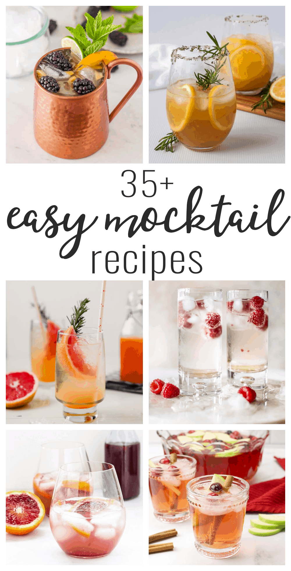 photo collage of easy mocktails 