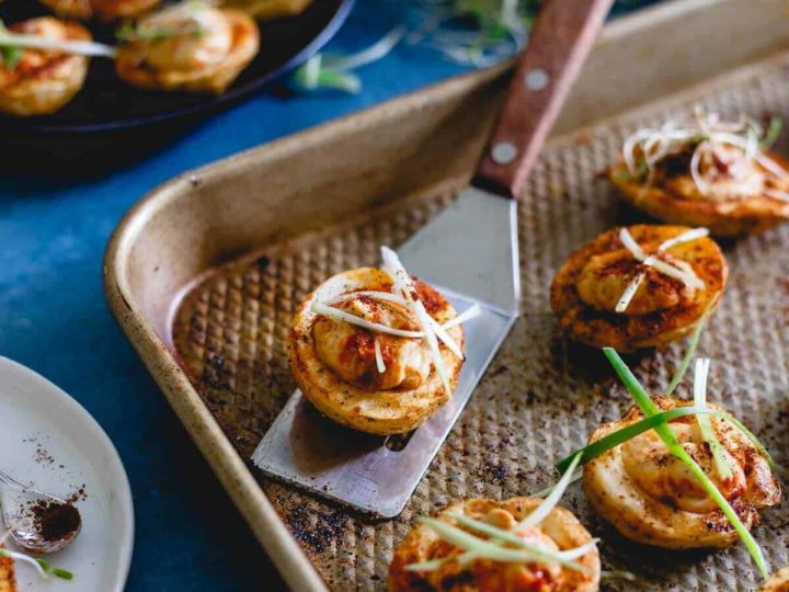 Image for Spicy Hummus Stuffed Roasted Potato Bites