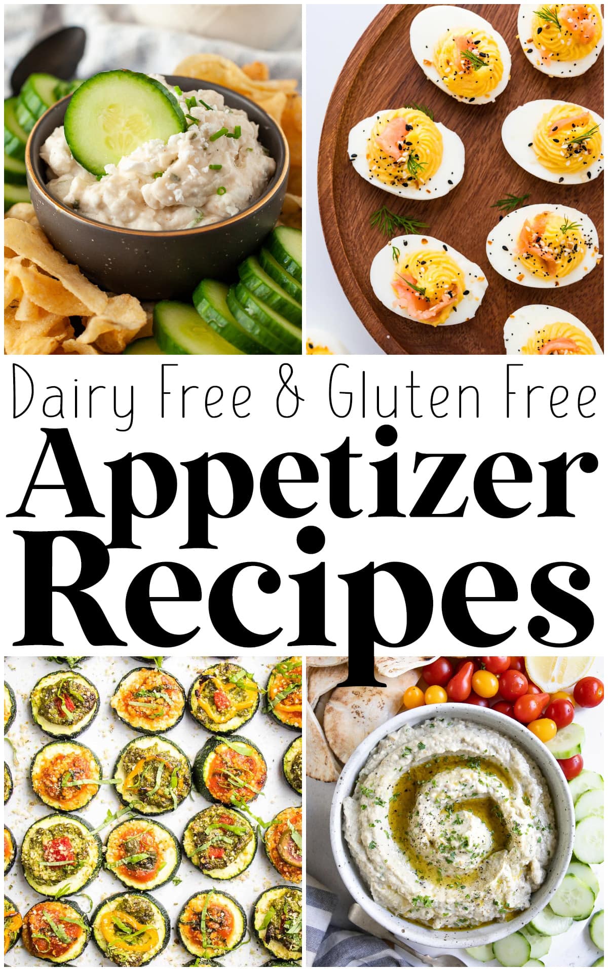 Photo collage showing appetizer recipes that are gluten free.