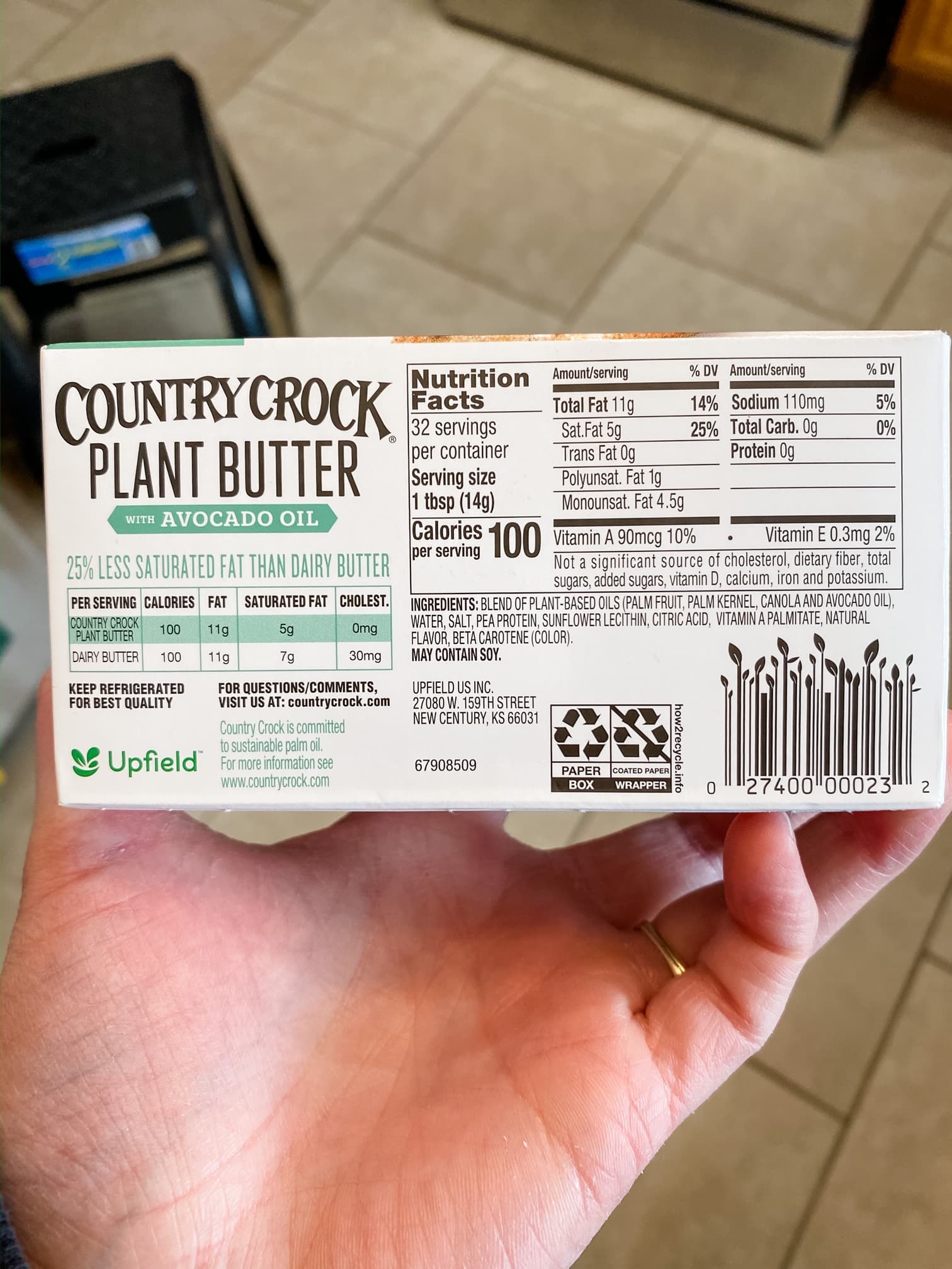 country crock plant butter with avocado oil ingredients label