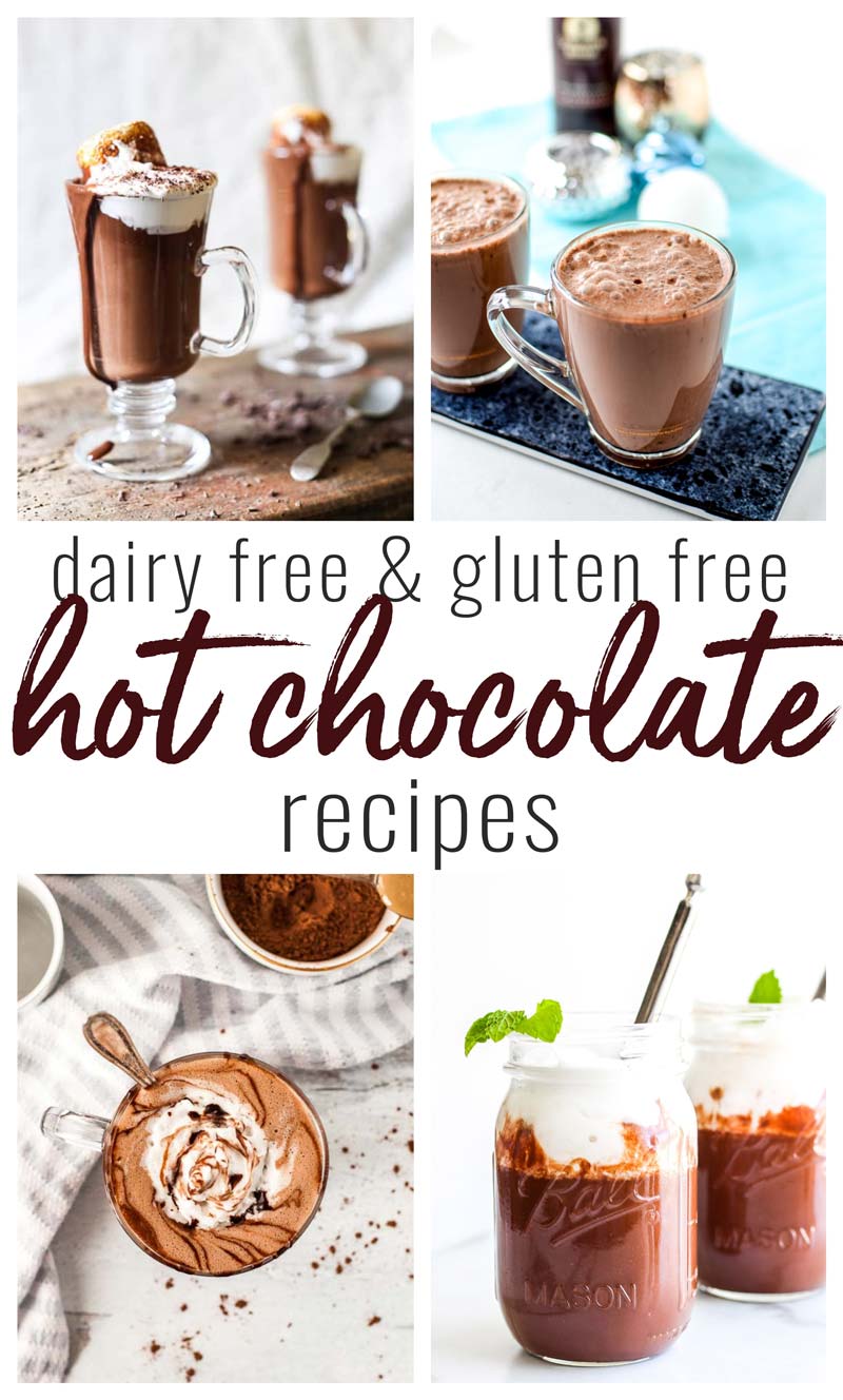 photo collage of dairy free hot chocolate recipes
