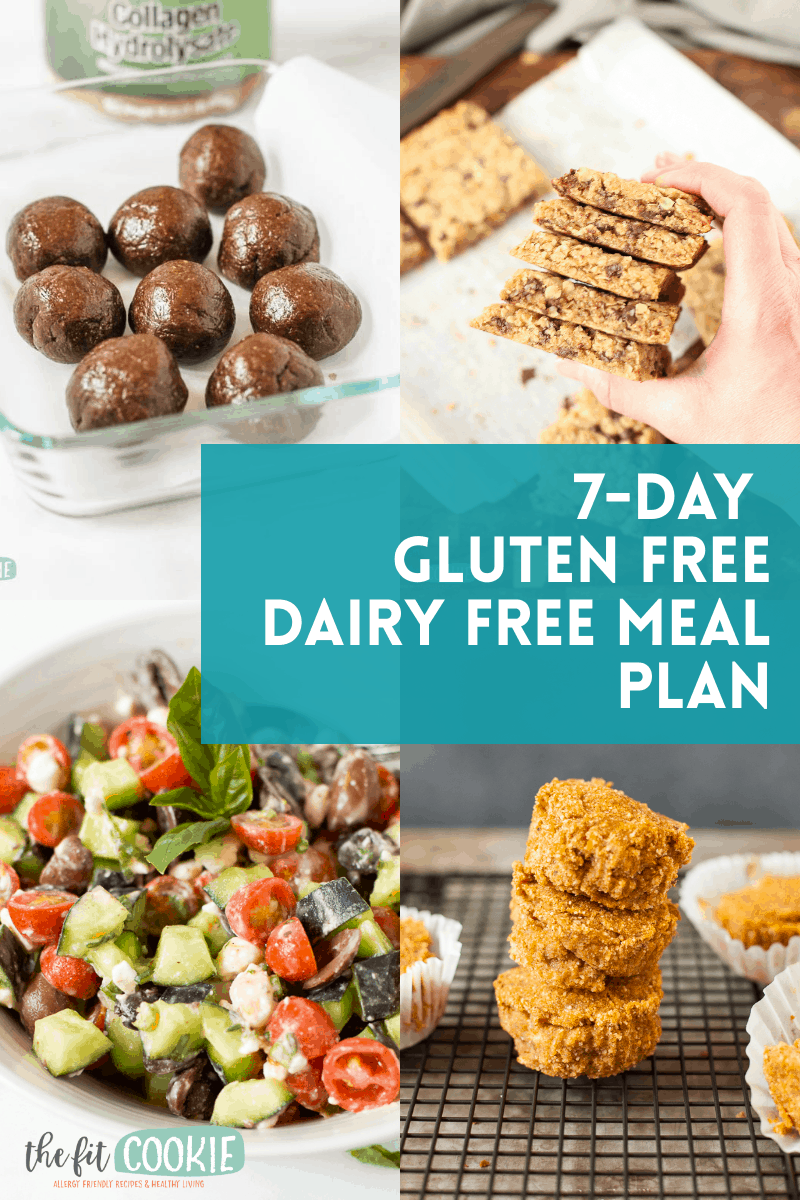photo collage with text overlay that says 7-day gluten free dairy free meal plan