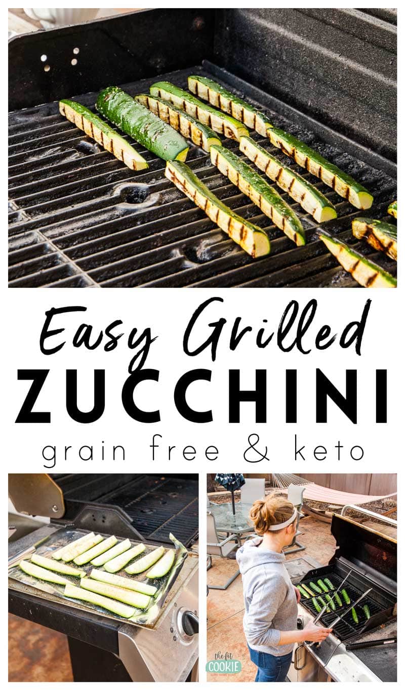 photo collage of grilled zucchini