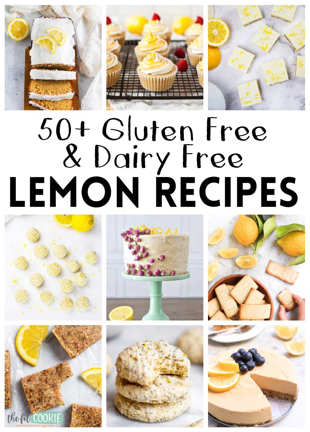 photo collage of gluten free dairy free lemon recipes