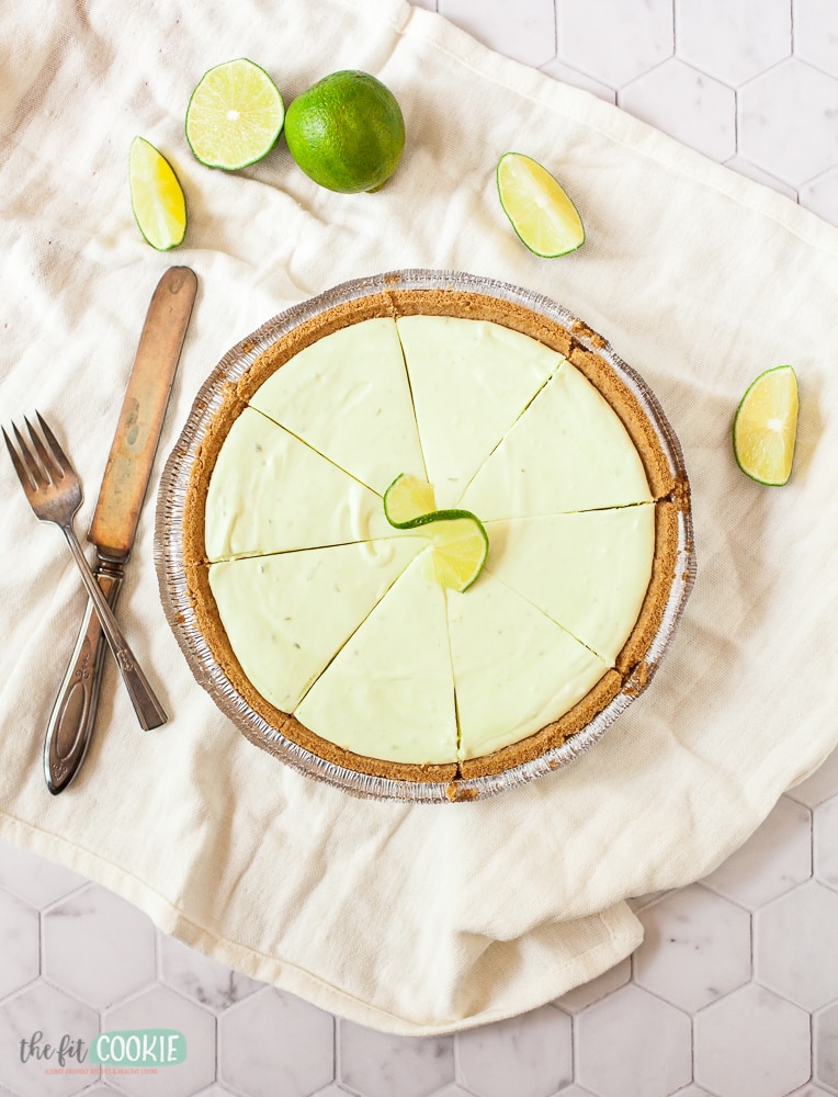 overhead photo of no bake cheesecake in a metal pan