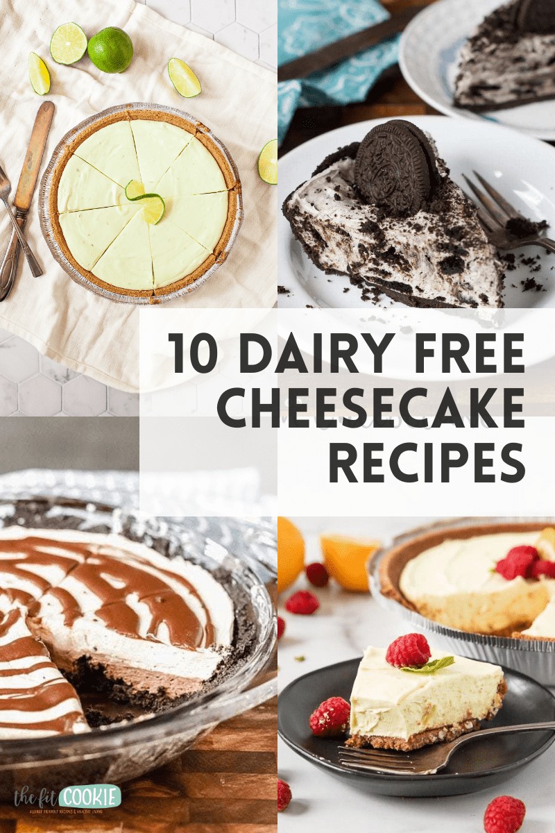 photo collage of dairy free cheesecake recipes