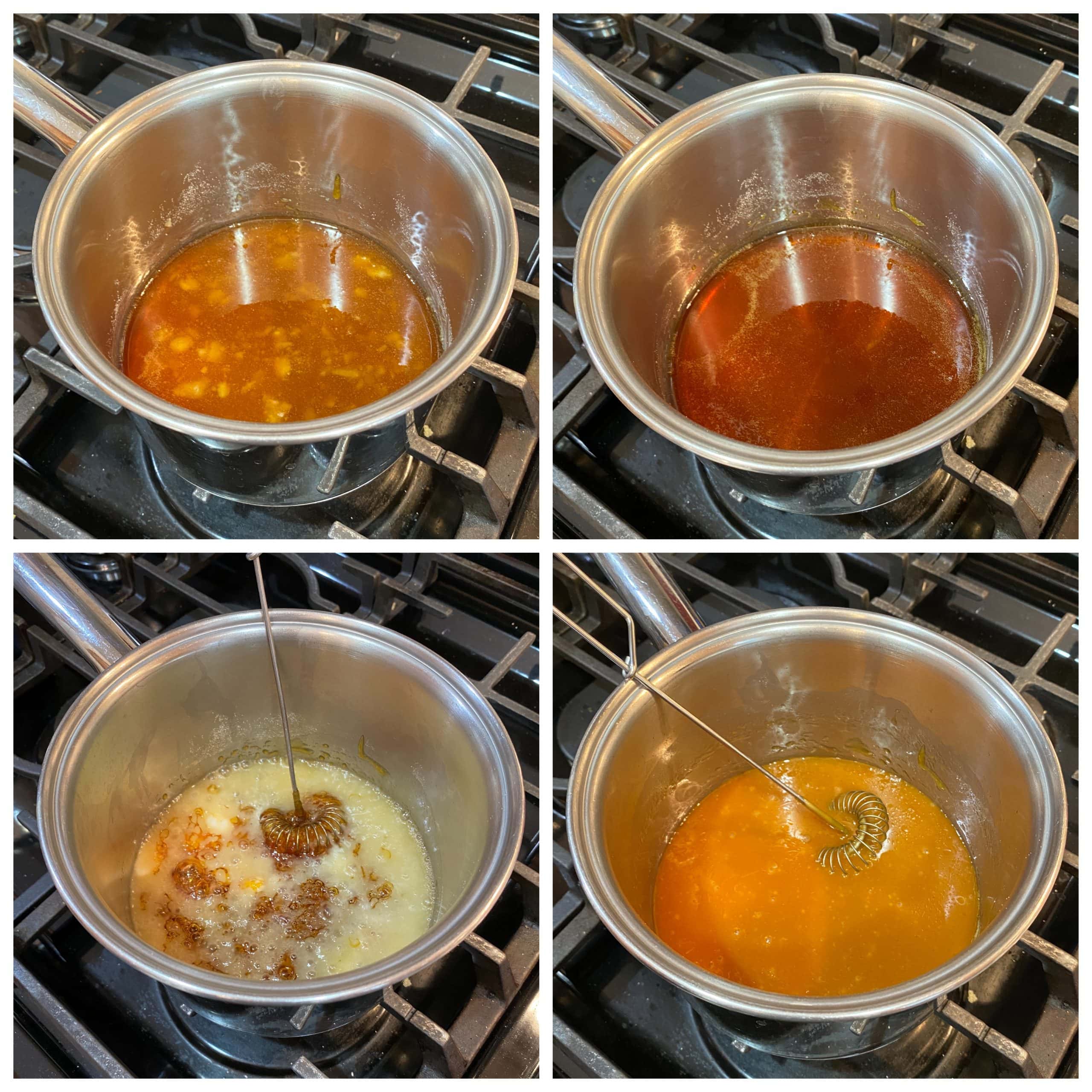 photo collage of the other steps to make dry caramel