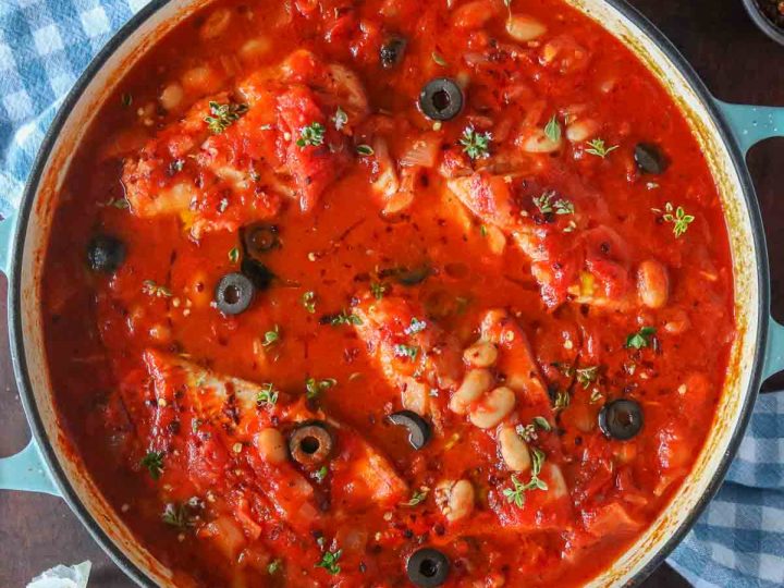 Image for Cod in Tomato Sauce (with beans & olives)