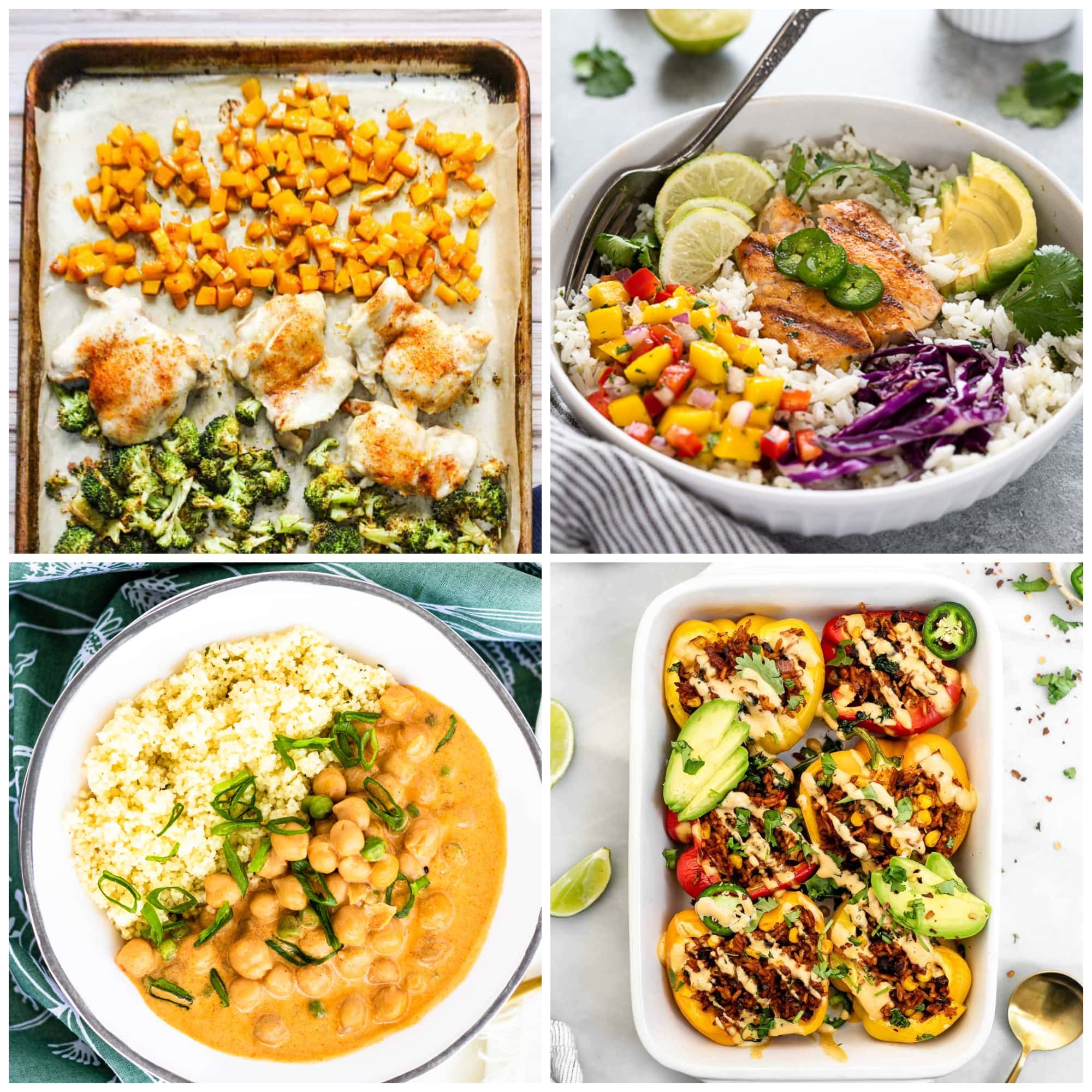 photo collage of healthy gluten free dinners 