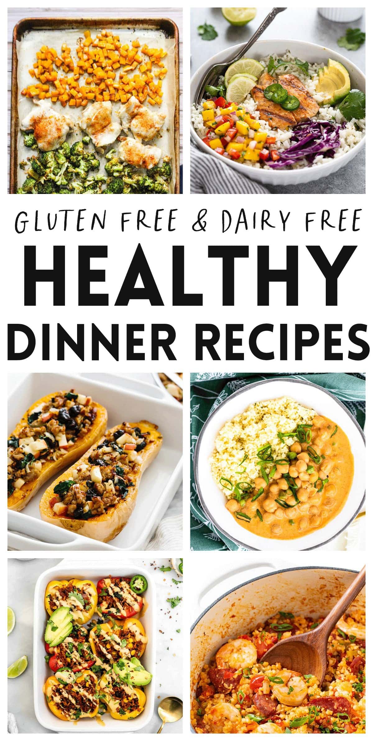 photo collage of healthy dinner recipes