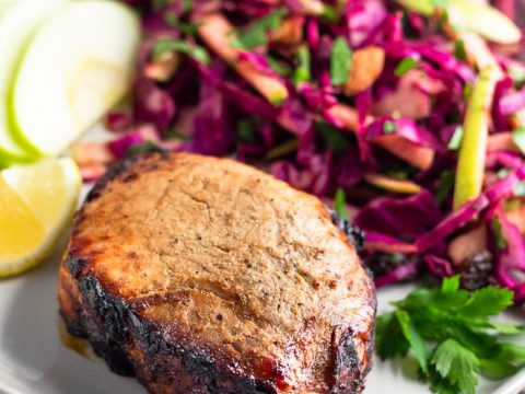Image for Air Fryer Pork Chops with Cabbage Apple Salad