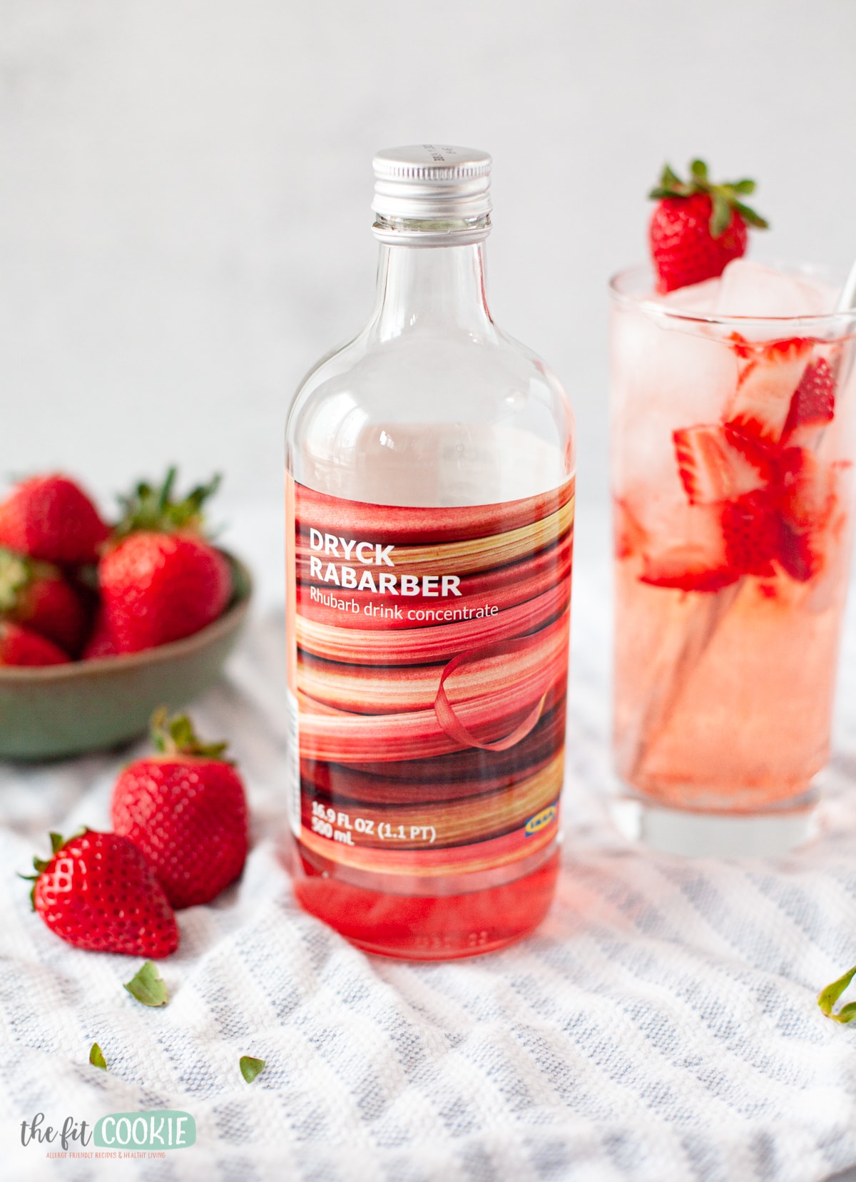 bottle of IKEA rhubarb drink concentrate