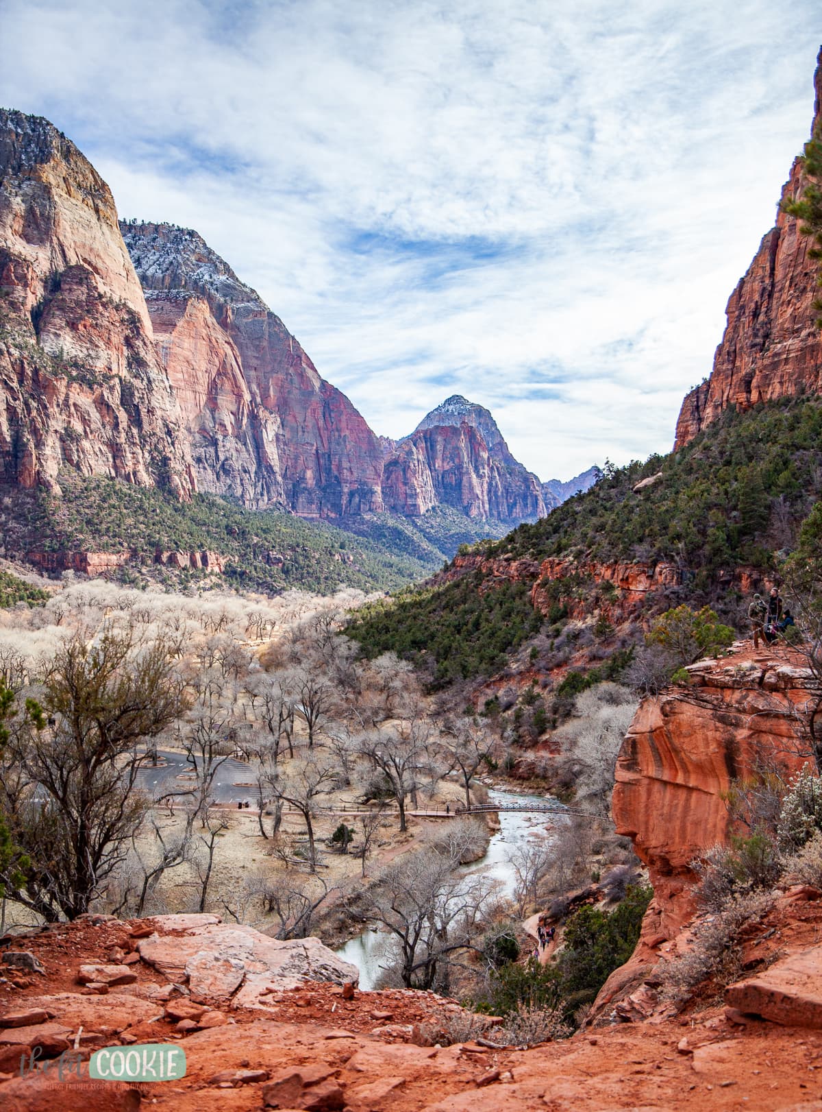 view of the Zion canyon from the Middle Emerald Pools Trail