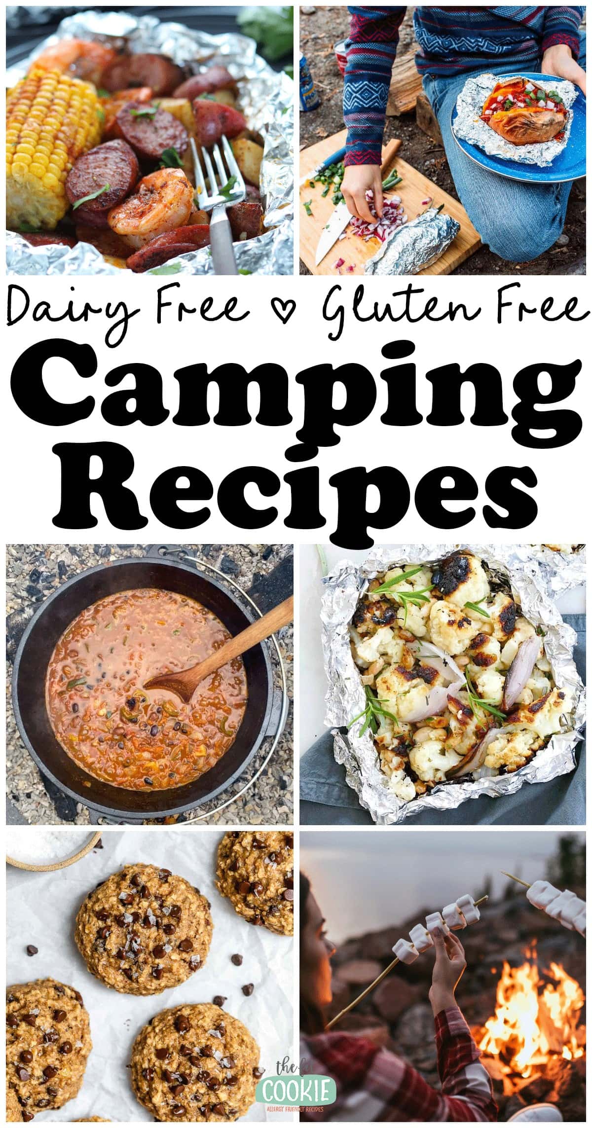 photo collage of various gluten free camping recipes