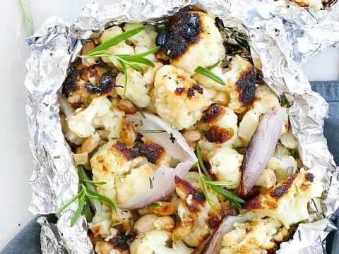 Image for Garlic Rosemary Grilled Cauliflower Foil Packets