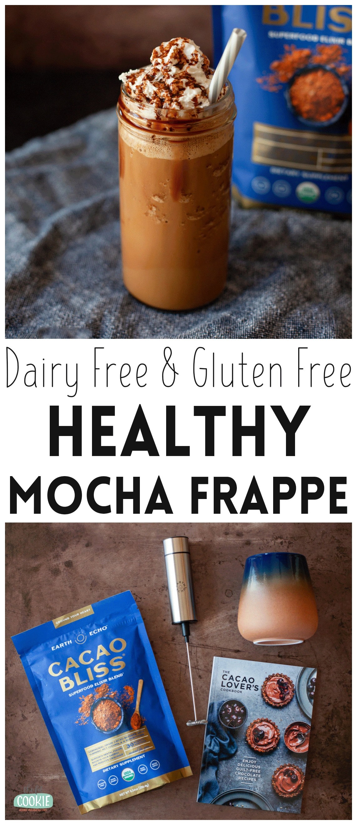 photo collage of healthy mocha frappe