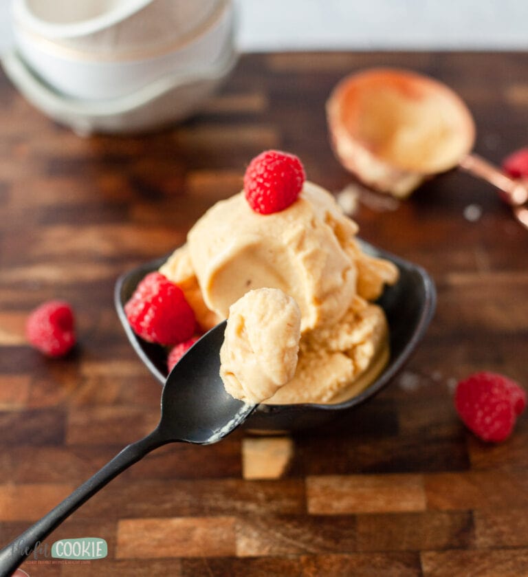 Dairy Free Roasted Peach Ice Cream (Gluten Free) • The Fit Cookie