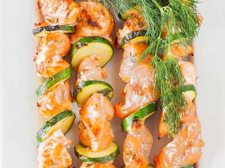 Image for Grilled Salmon Kabobs with Lemon Dill Marinade