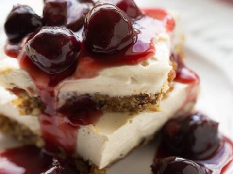 Image for No-Bake Vegan Cherry Cheesecake Bars
