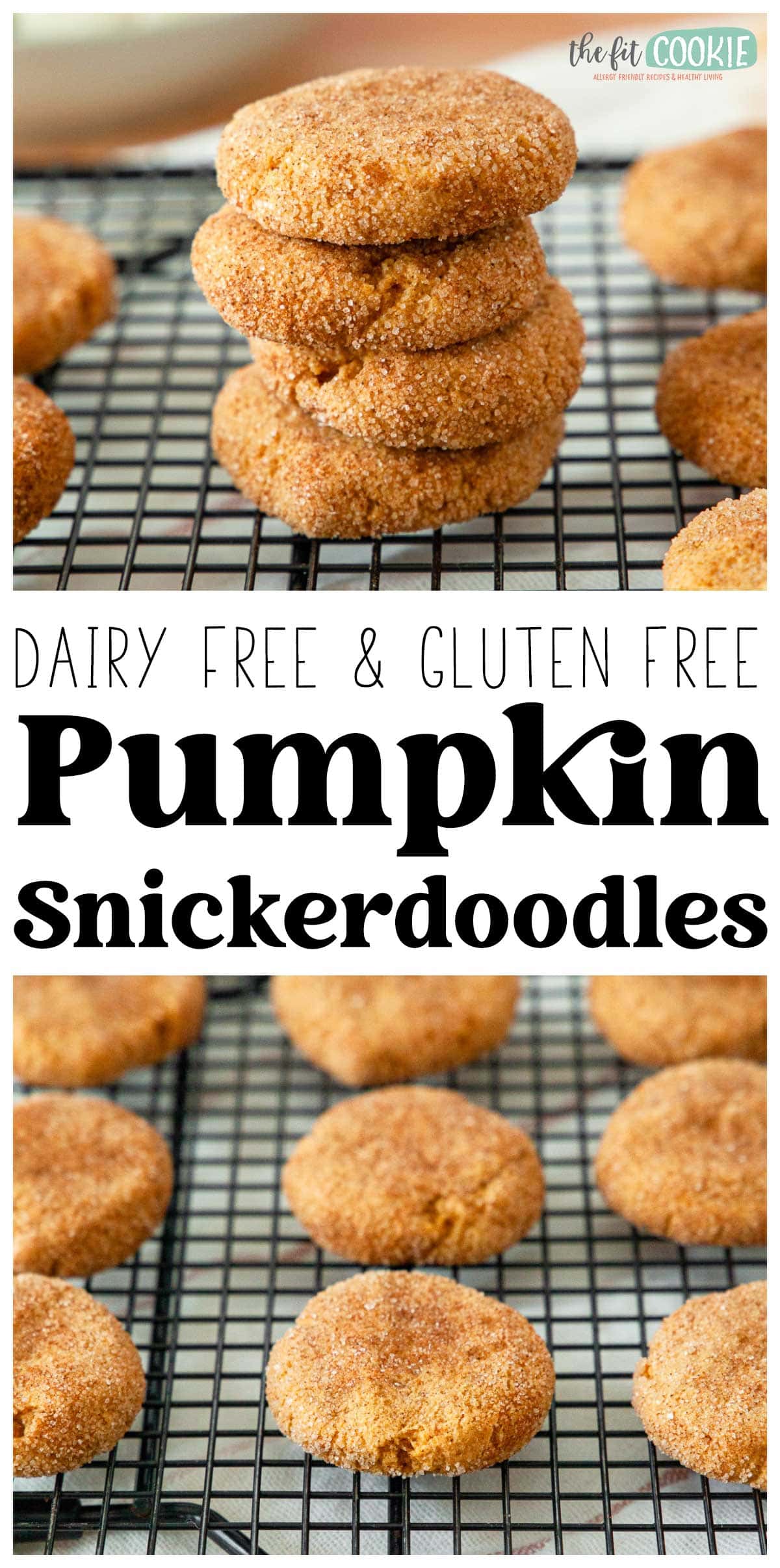 photo collage of gluten free pumpkin snickerdoodles 