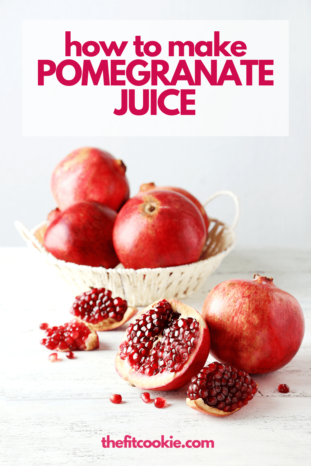 Tablescape photo of cut pomegranates 