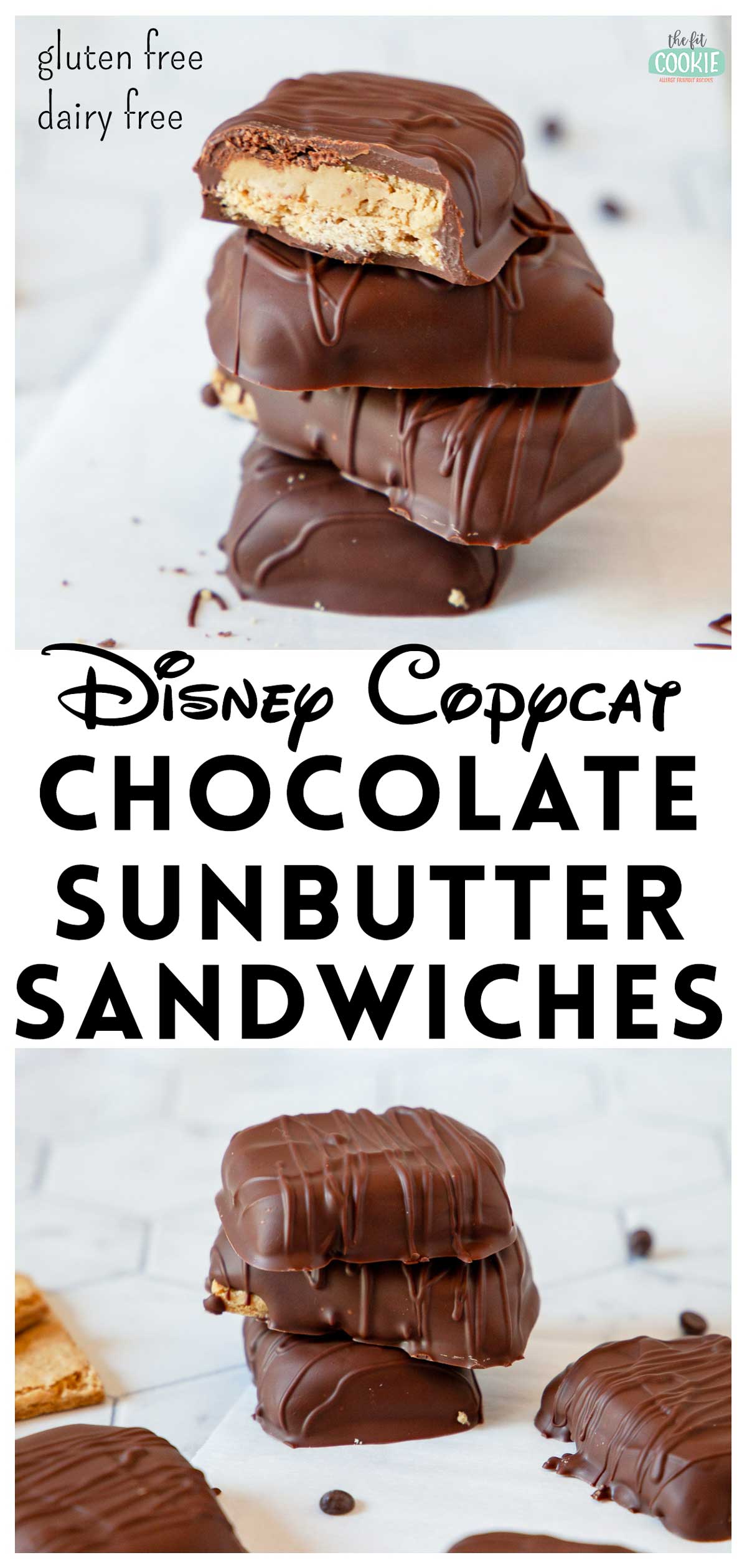 photo collage of chocolate sunbutter sandwiches