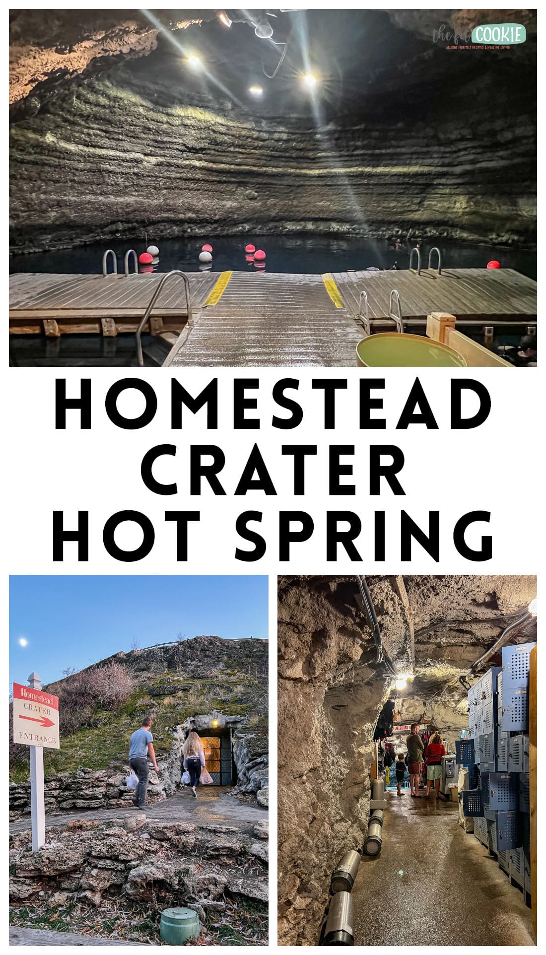 photo collage of homestead crater hot spring in utah