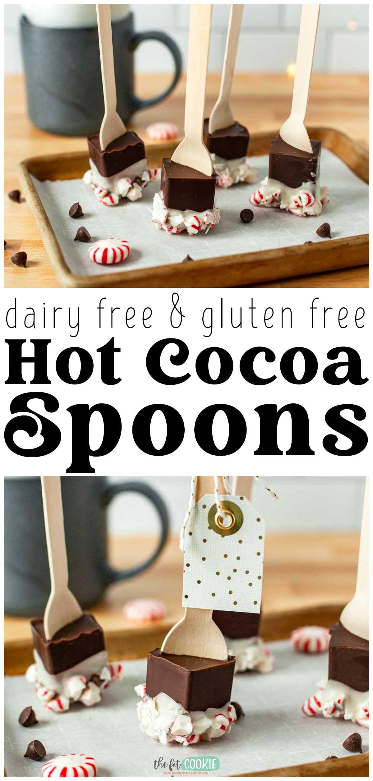 photo collage of dairy free hot chocolate spoons