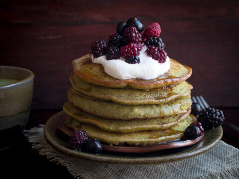 Image for Healthy Vegan Matcha Pancakes
