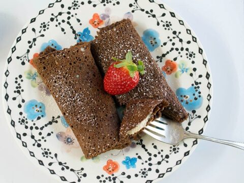 Image for Vegan Chocolate Blintzes Stuffed with Vanilla Nut Cream