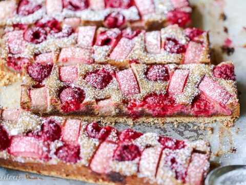Image for Raspberry Rhubarb Almond Bars (Gluten Free + Paleo)