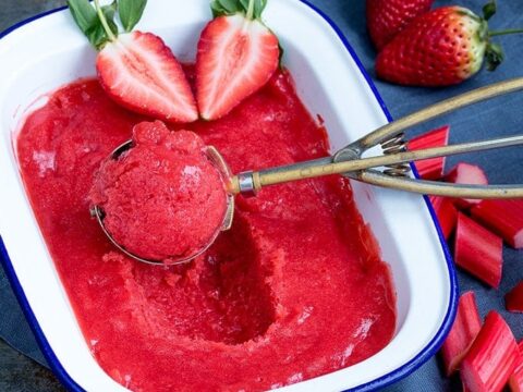 Image for Easy Strawberry and Rhubarb Sorbet