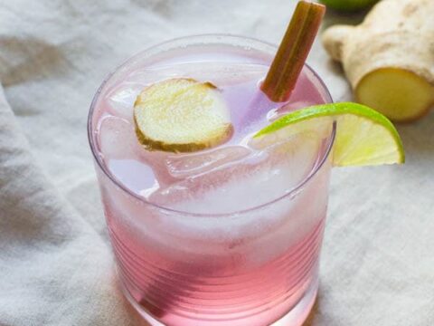 Image for Rhubarb Ginger Gin Rickey Recipe