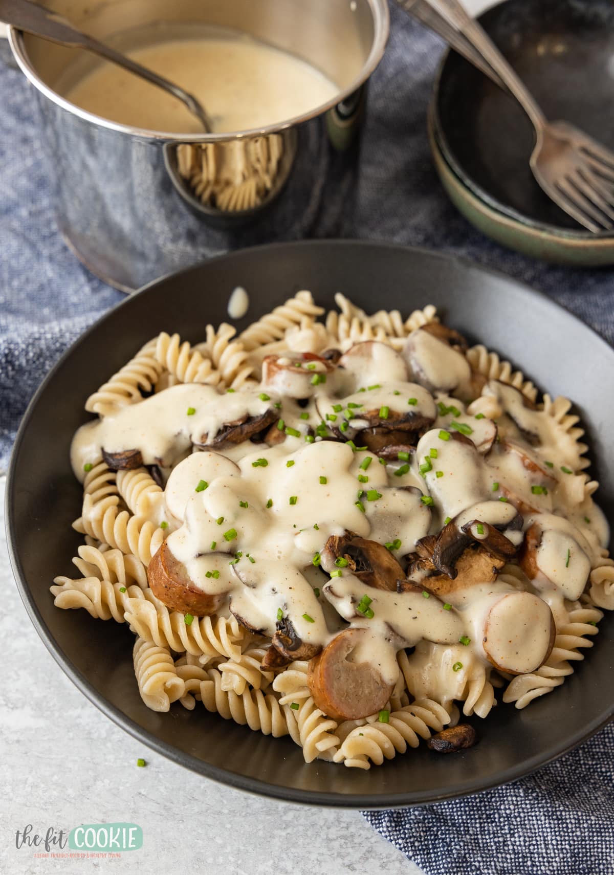 Dairy Free Sausage Alfredo Pasta (Gluten Free) • The Fit Cookie