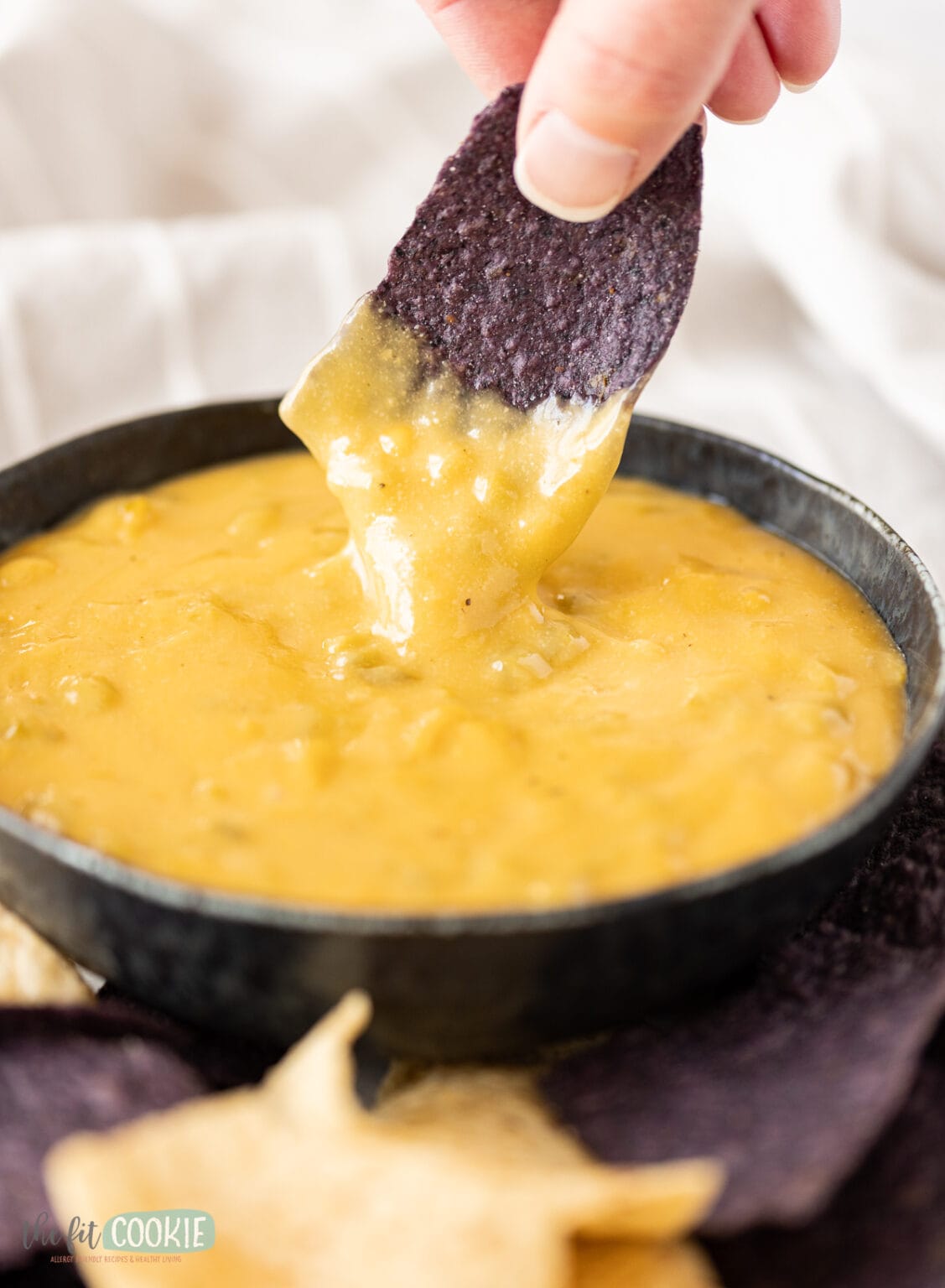 Dairy Free Green Chile Queso (Gluten Free) • The Fit Cookie