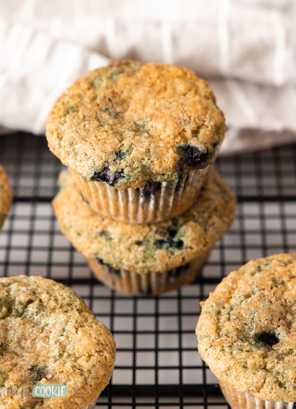 close up photo of allergy friendly blueberry muffins. 