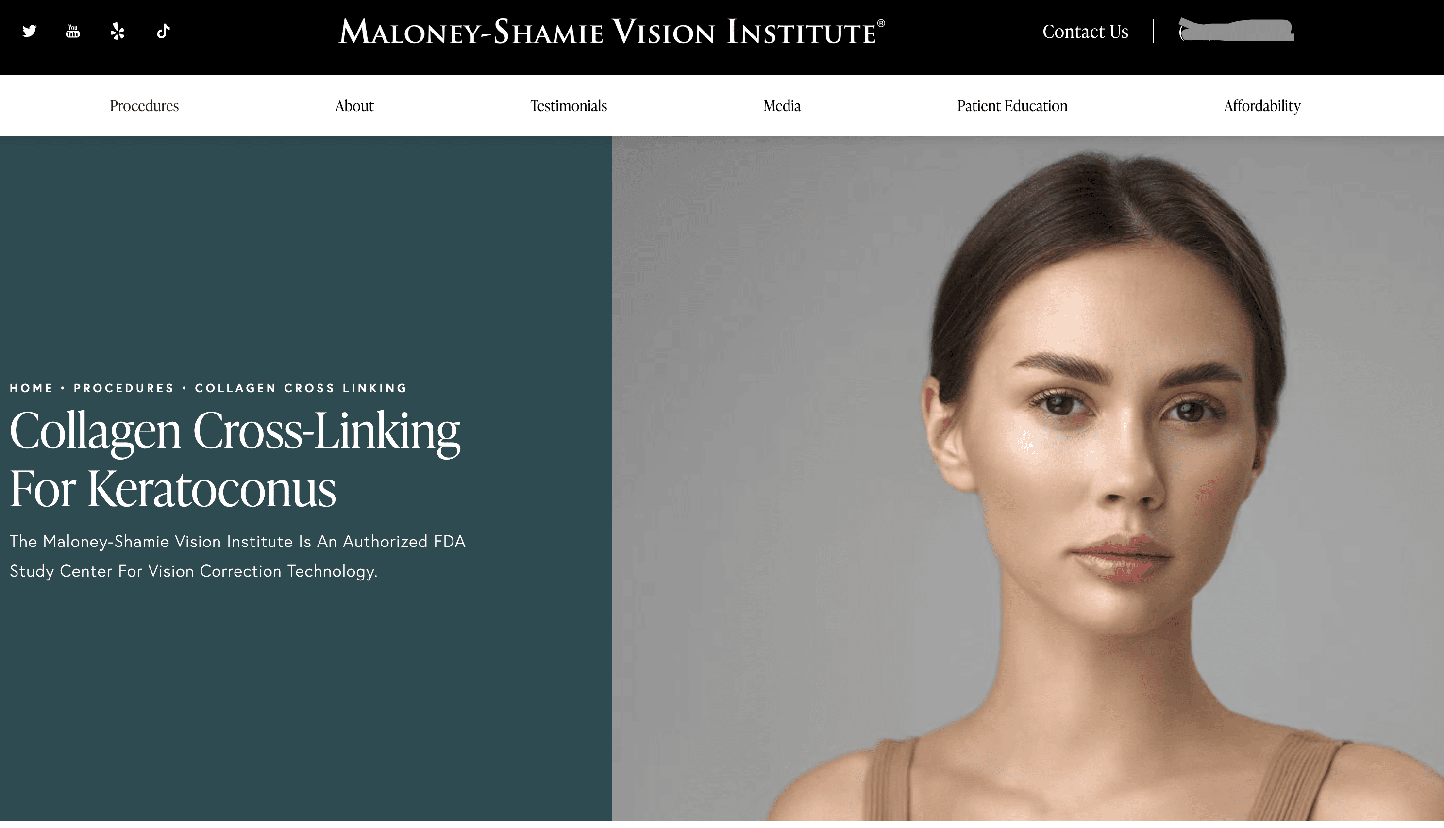screenshot of vision medical website. 
