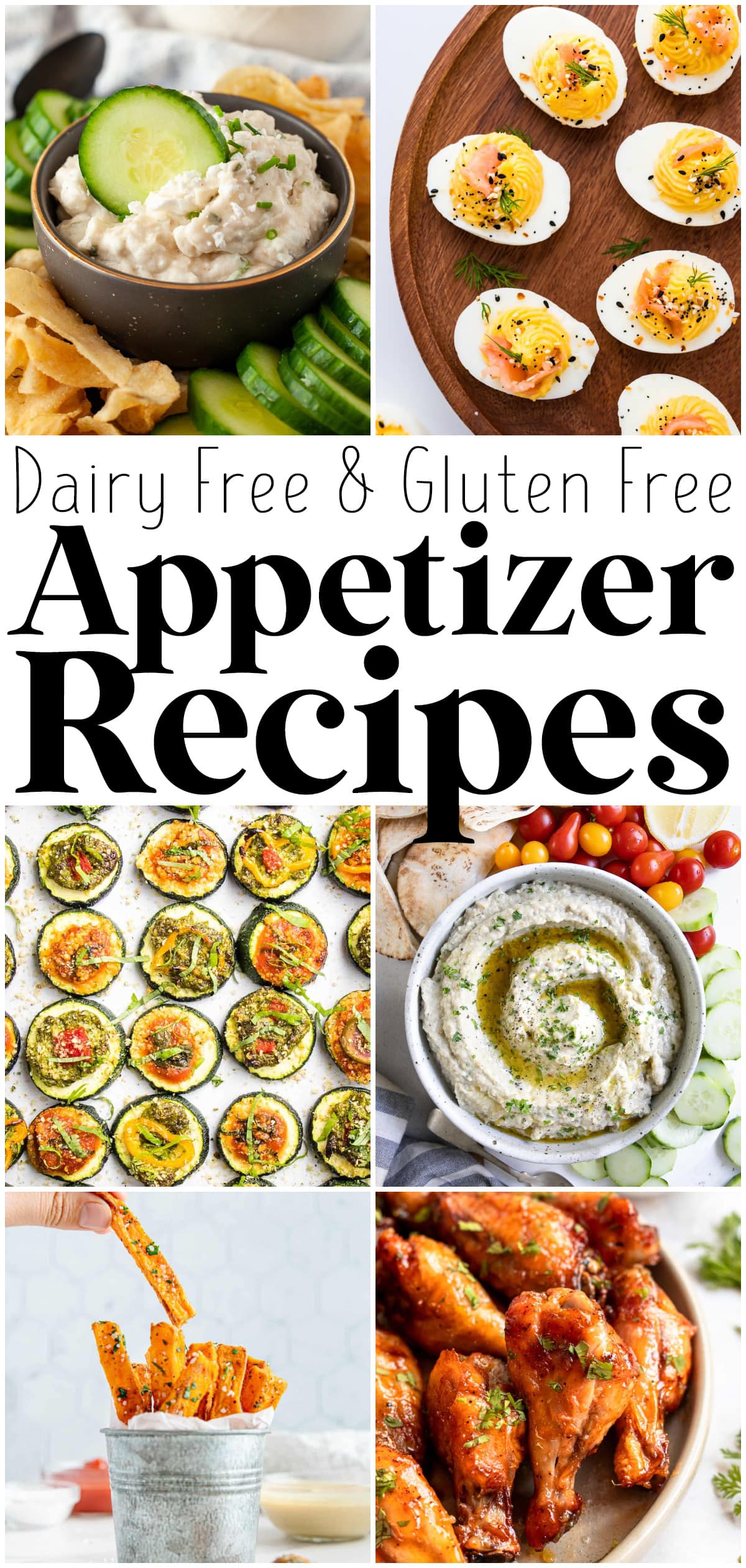 image collage of various allergy friendly appetizer recipes.