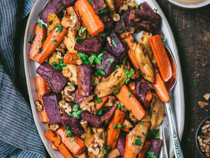 Image for Roasted Carrots, Apples & Sweet Potatoes with Cinnamon Tahini