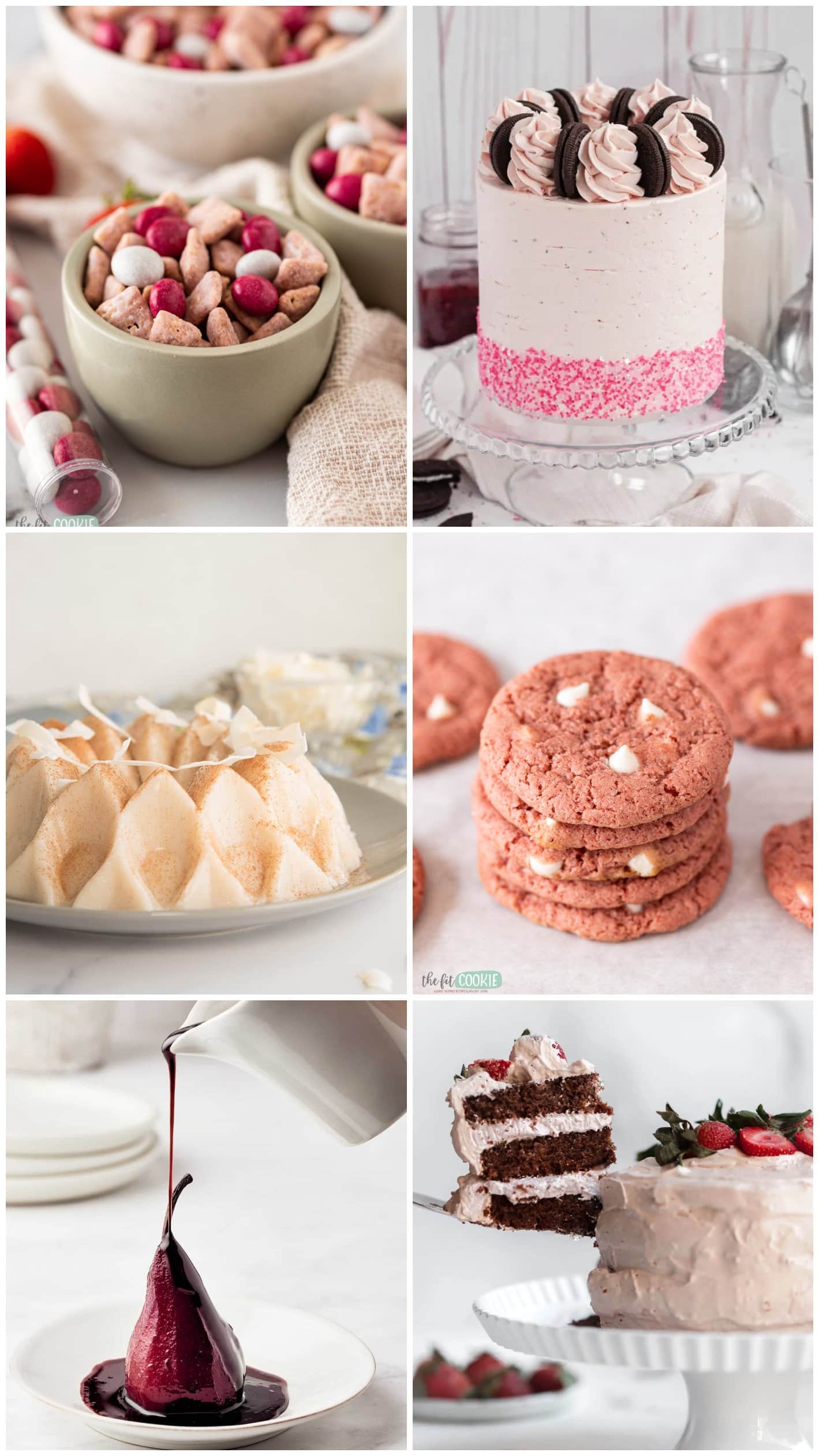 photo collage of dairy free valentine's day recipes. 