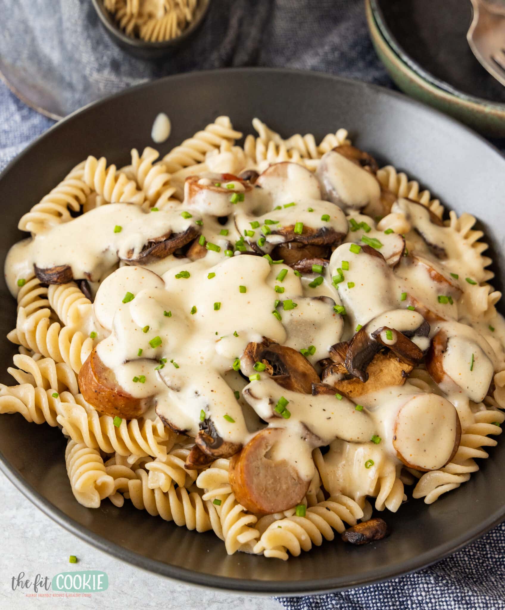 Dairy Free Sausage Alfredo Pasta (Gluten Free) • The Fit Cookie