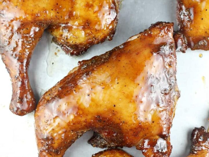 Bbq chicken wings on a baking sheet.