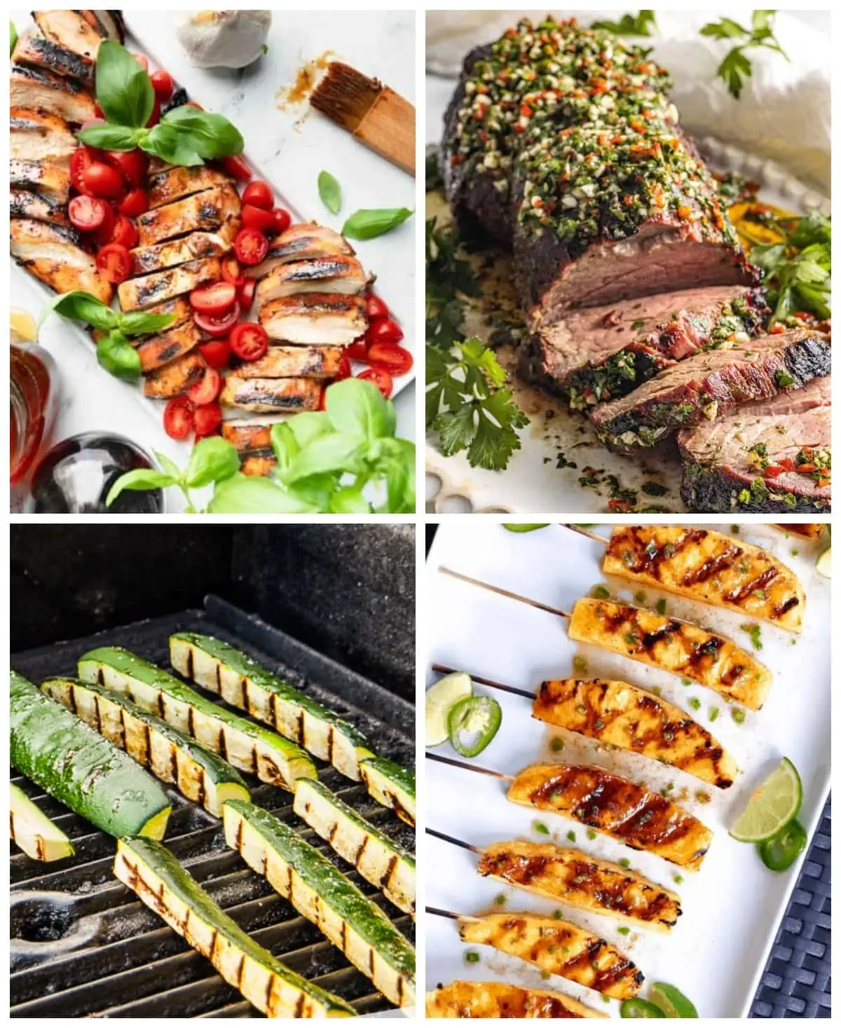 A collage of different grilling recipes.
