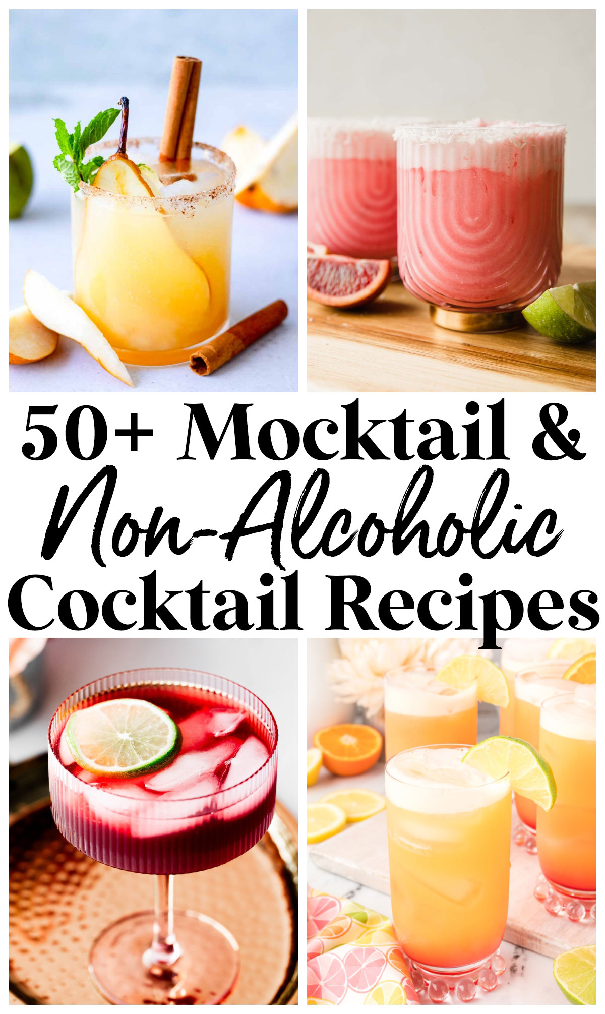 50 mocktail recipes featuring a wide range of non-alcoholic cocktails.