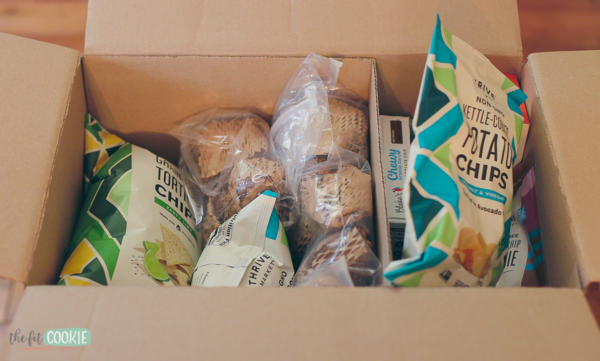Thrive Market grocery box and opened and ready to be unpacked.  