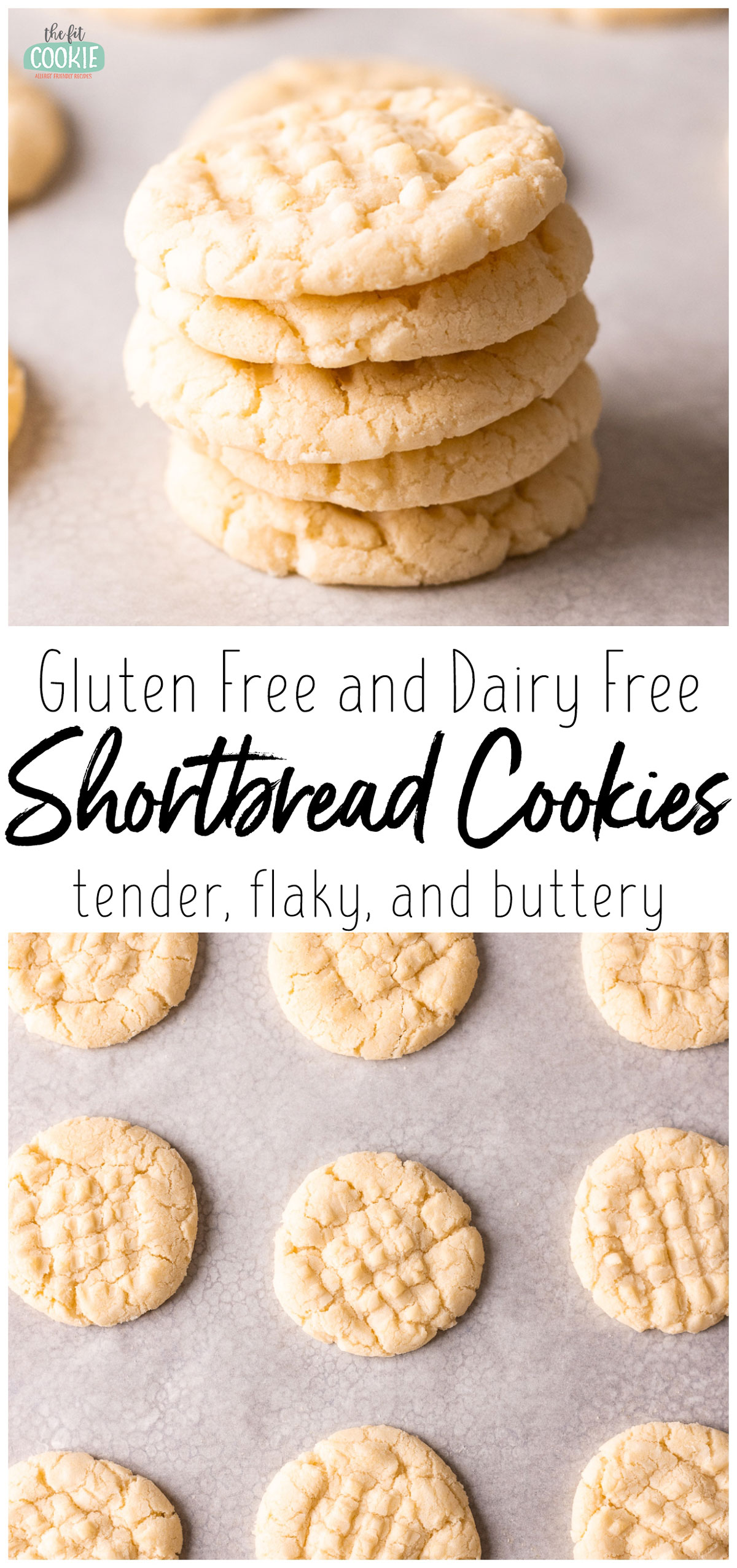 photo collage of Gluten free shortbread cookies with text overlay.